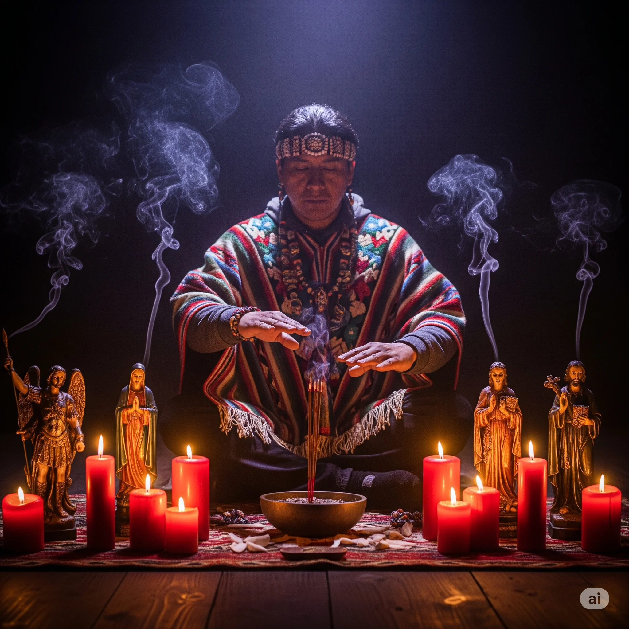 Brujos de Catemaco realizando ritual ancestral